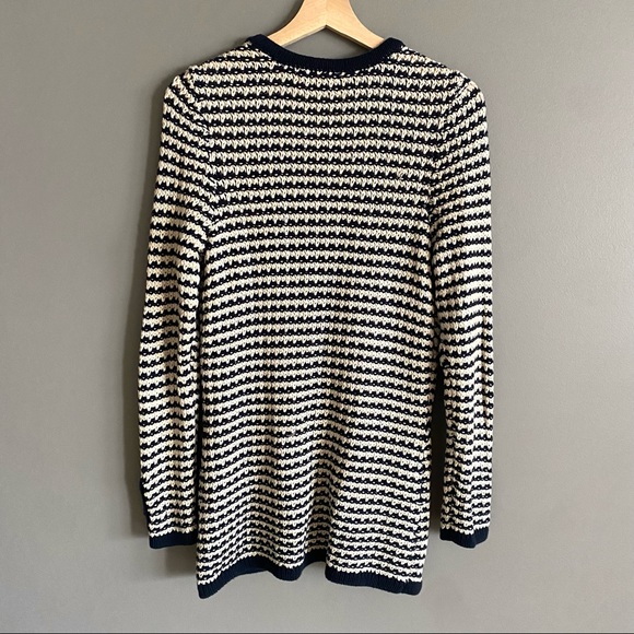 Tommy Hilfiger Womens Navy Blue Preppy Coastal Crochet Knit Cardigan Size Medium - Picture 2 of 8